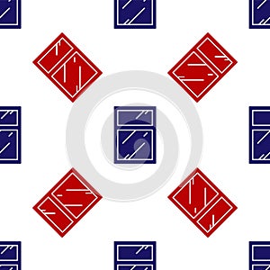 Blue and red Cleaning service for windows icon isolated seamless pattern on white background. Squeegee, scraper, wiper