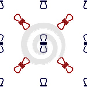 Blue and red Climber rope icon isolated seamless pattern on white background. Extreme sport. Sport equipment. Vector