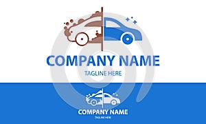 Blue and Red Color Automotive Car Wash Logo Design