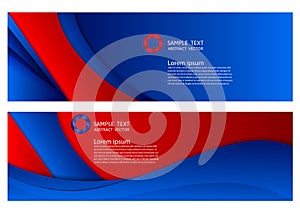Blue and red color geometric abstract background with copy space, Vector illustration for banner of your business