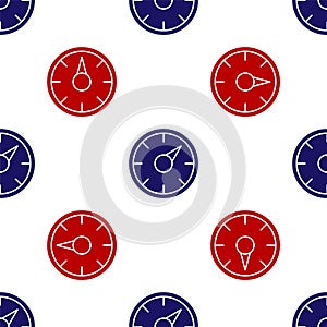 Blue and red Digital speed meter concept with 5G icon isolated seamless pattern on white background. Global network high