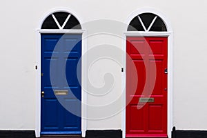 Blue and red doors