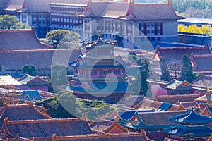 Blue Red Dragon Pavilion in Forbidden City Beijing China