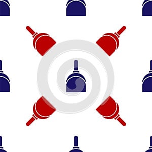 Blue and red Dustpan icon isolated seamless pattern on white background. Cleaning scoop services. Vector Illustration