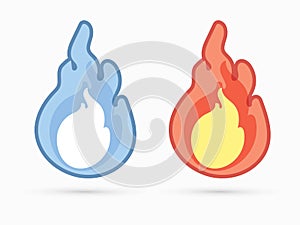 Blue and Red fire cartoon graphic