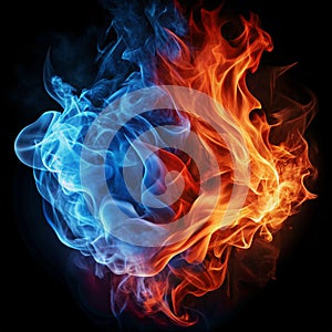 Blue and red fire