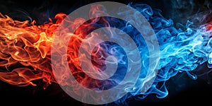 Blue and red fire