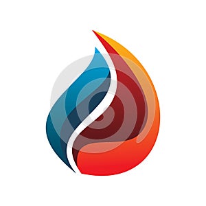 Blue red fire flame gas logo design