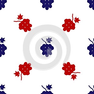 Blue and red Grape fruit icon isolated seamless pattern on white background. Vector