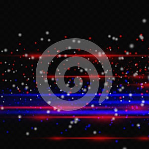 Blue and red horizontal highlights. Laser beams, horizontal light beams