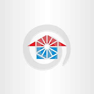 blue red house icon triangle logo