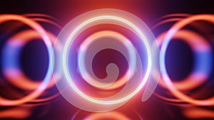 Blue and red neon circles abstract futuristic hi-tech motion background seamless loop.