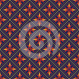 blue red orange asian ethnic pattern