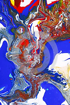 Blue and red paints abstract
