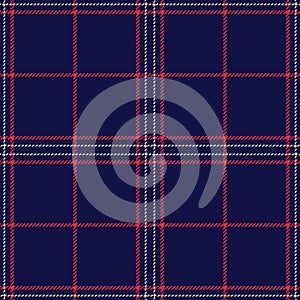 Blue red plaid pattern vector graphic. Seamless tartan check plaid for flannel shirt, skirt, trousers.