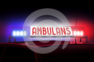 Blue and red police lights - Ambulance English/ Ambulans Polish