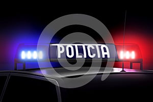 Blue and red police lights - Police English/ Policia Spanish