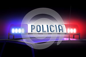 Blue and red police lights - Police English/ Policia Spanish