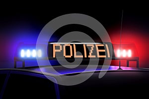 Blue and red police lights - Police English/ Polizei German