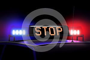 Blue and red police lights - Police/ Stop