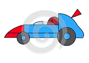 Blue -red racing car ,retro style