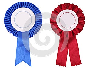 Blue and red rosettes, with copy space