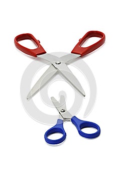 Blue and red scissors