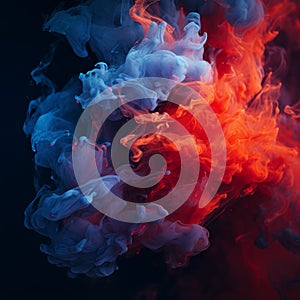 blue and red smoke on a black background