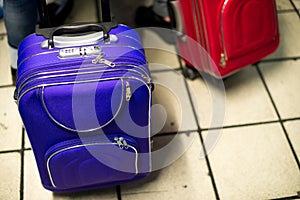 Blue and Red Suitcases