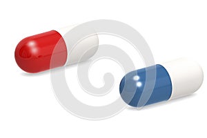 Blue and red tablet pill