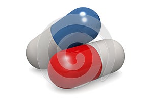 Blue and red tablet pill