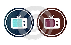 blue and red television icon symbol with texture