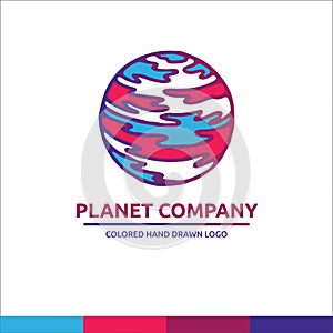 Blue and red univerce vector planet illustration cosmos logo