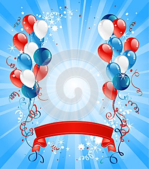 Blue, red and white balloons