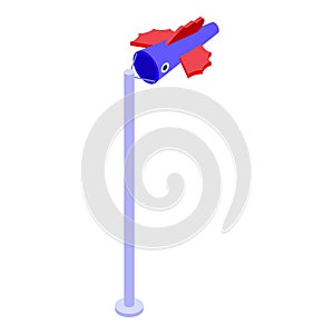Blue and red windsock showing wind direction and strength