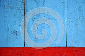 Blue and red wooden background