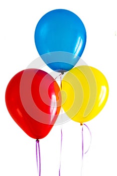 Blue red yellow bright balloons