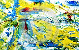 Blue red yellow vivid blurred painting watercolor background, abstract painting watercolor background