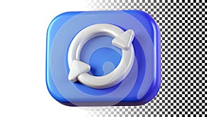 Blue refresh sync icon update reload circular arrow cycle button png transparent image Generative AI