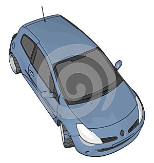 Blue renault clio, illustration, vector