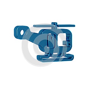 Blue Rescue helicopter aircraft vehicle icon isolated on transparent background.