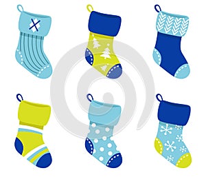 Blue retro Christmas Socks collection.