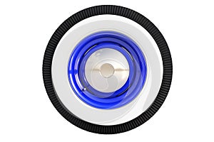 Blue retro wheel. 3D render
