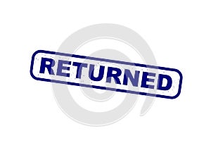 Blue 'Returned' Stamp on White Background