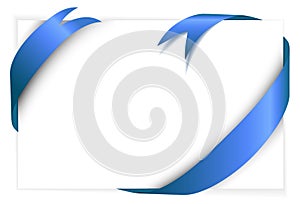 Blue ribbon around blank white paper