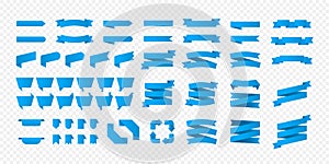 Blue ribbon banners set. Big ribbons set. Ribbons collection isolated on transparent background. Vector graphic