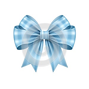 Blue Ribbon Bow on isolated background,Shiny Elegance for Celebrations and Victories.