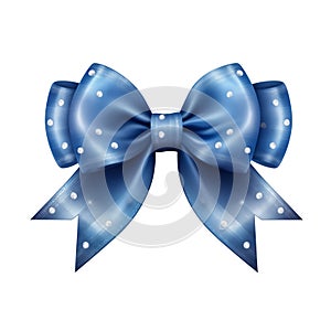 Blue Ribbon Bow on isolated background,Shiny Elegance for Celebrations and Victories.