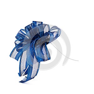 Blue ribbon isolated on background