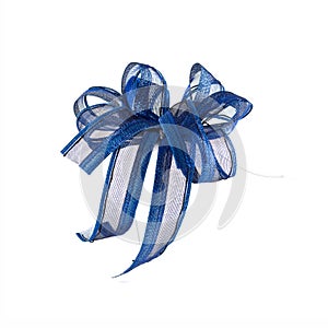 Blue ribbon isolated on background